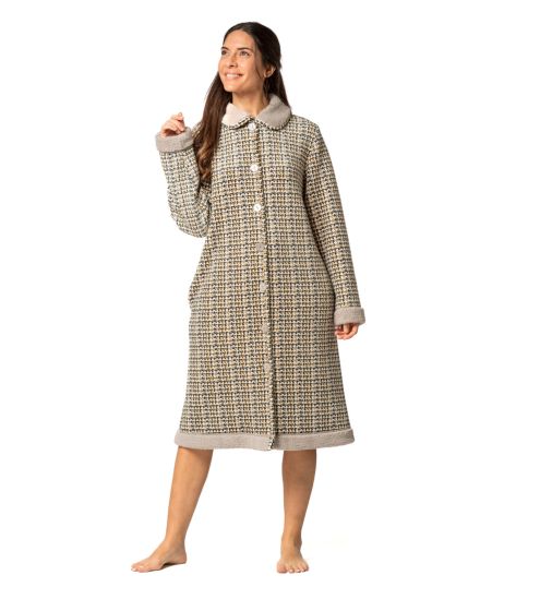 Robe de chambre boutonnée pour femme en velours Tostado
