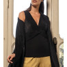 Top en Laine & Soie noir plissé