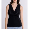 Top en Laine & Soie noir plissé