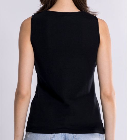 Top en Laine & Soie noir plissé