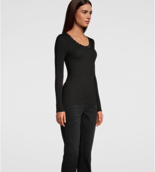 CHEMISE ML DENTELLE CALAIS NOIR NOIR