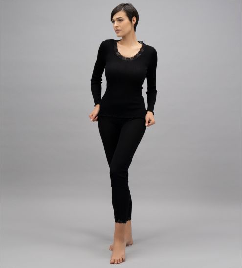 CHEMISE ML DENTELLE CALAIS NOIR NOIR