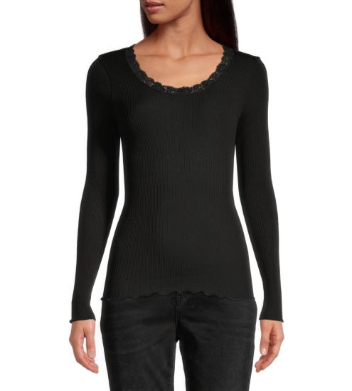 CHEMISE ML DENTELLE CALAIS NOIR NOIR