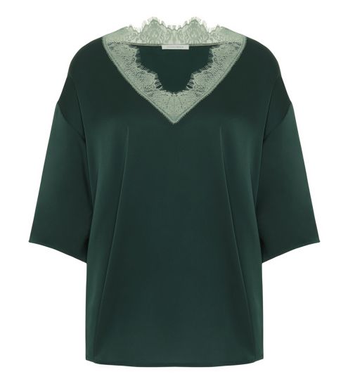 Top à manches longues Satin Secrets Vert Kolsaï