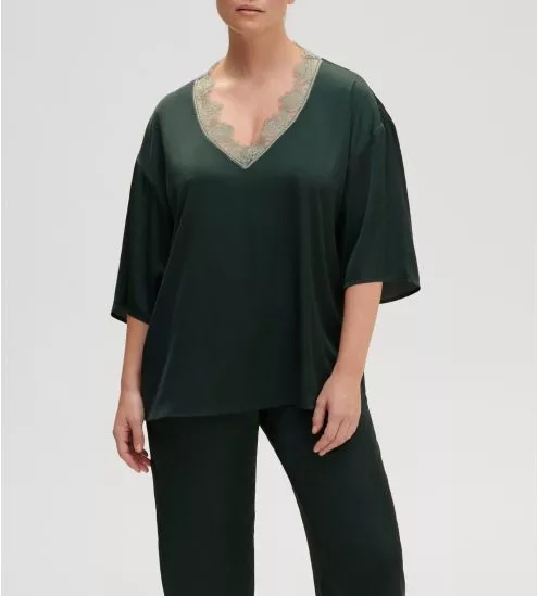 Top à manches longues Satin Secrets Vert Kolsaï