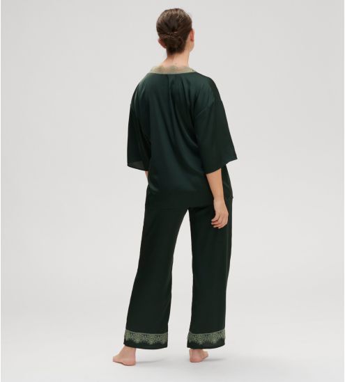 Top à manches longues Satin Secrets Vert Kolsaï