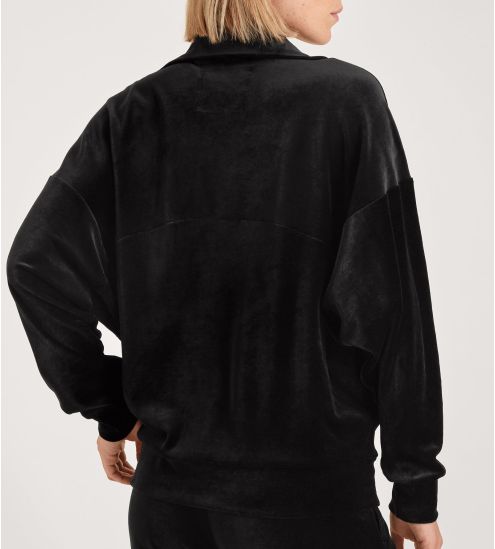 Sweat Femme en velours à manches longues Lounge Seduction Noir