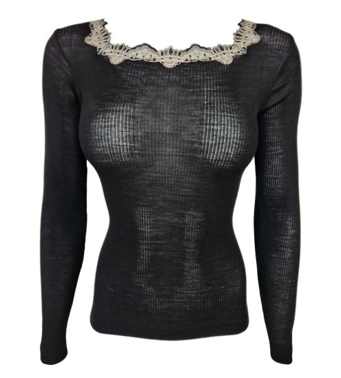 Black wool and silk top...