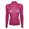 Pull col cheminée en laine & soie fuchsia
