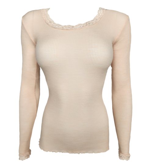 Pullover en laine et soie brodée quarzo