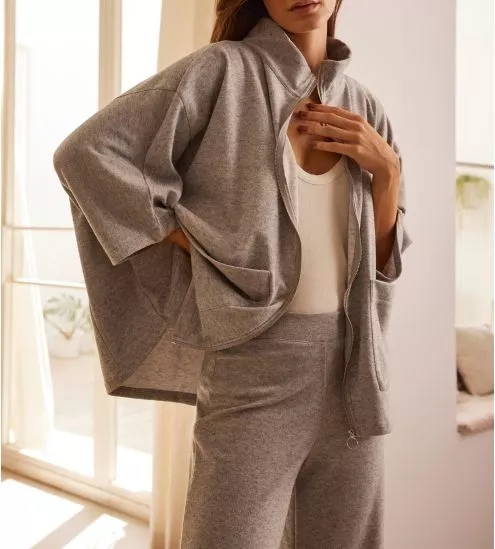 Cardigan oversize zippé POETIC melange grey