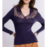 Top manches longues laine, soie et dentelle Mirtillo