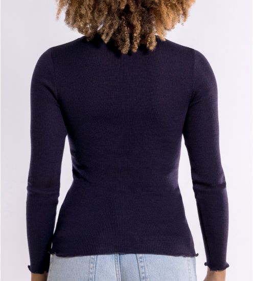 Gilet zippé avec strass en Laine & Soie Mirtillo