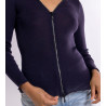 Gilet zippé avec strass en Laine & Soie Mirtillo