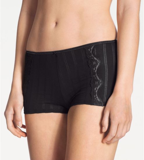 Shorty boxer femme laine et soie fine dentelle noir écru chaud et doux