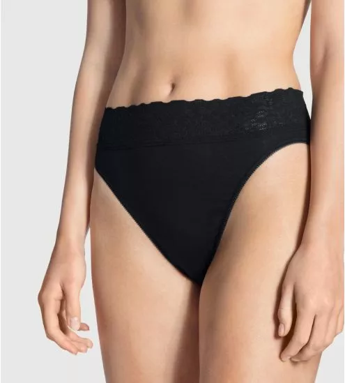 Slip en coton Classic Lycraspitze NOIR