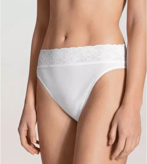 Slip en coton Classic Lycraspitze BLANC
