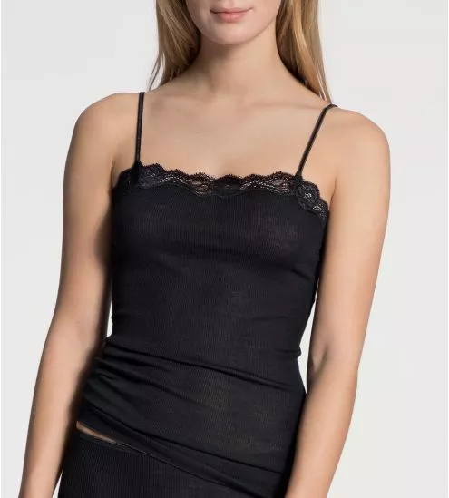 Top en laine et soie Richesse Lace NOIR