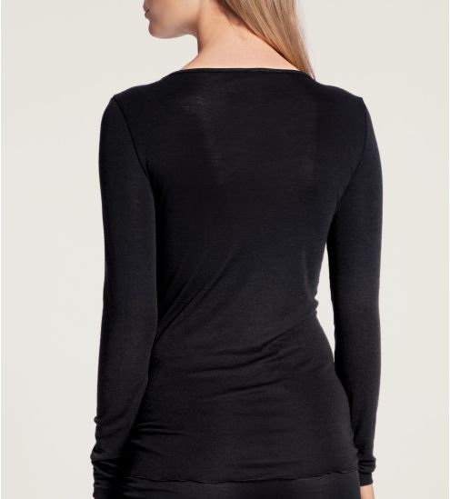 Chemise manches longues laine&soie NOIR