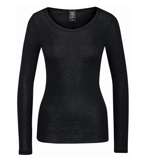 Chemise manches longues laine&soie NOIR