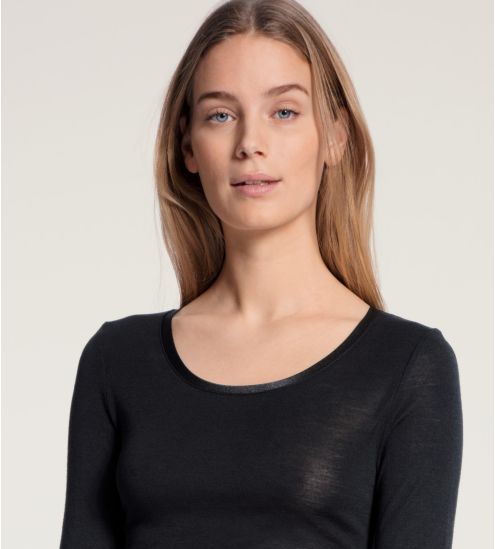 Chemise manches longues laine&soie NOIR