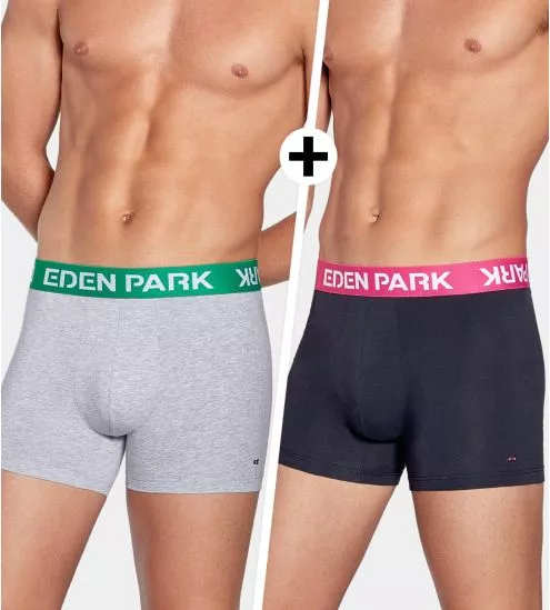 Lot de 2 Boxers Homme Gris Chiné Marine