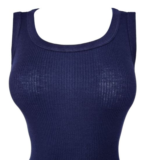 Débardeur en coton précieux côtelé Deep Blue