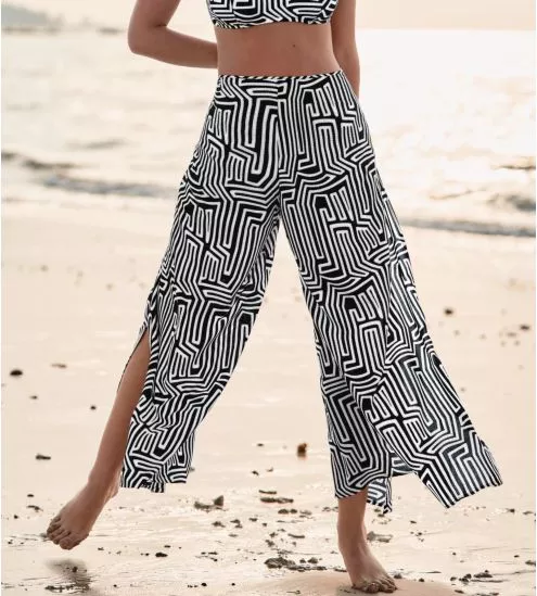 Pantalon imprimé Géométrique Noir