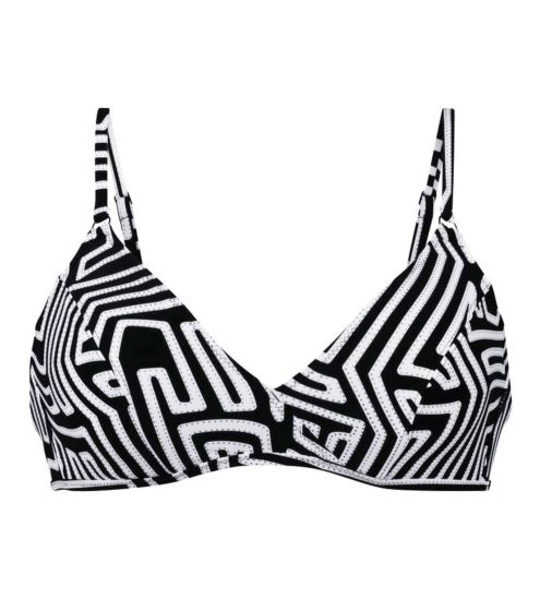 Haut de maillot de bain triangle imprimé Géométrique Noir
