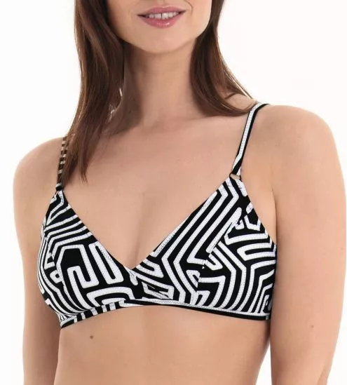 Haut de maillot de bain triangle imprimé Géométrique Noir