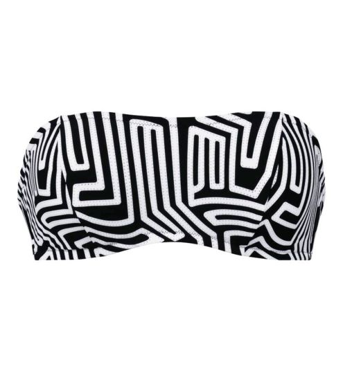 Haut de maillot de bain brassière imprimé géométrique Noir