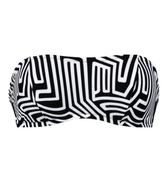 Haut de maillot de bain brassière imprimé géométrique Noir