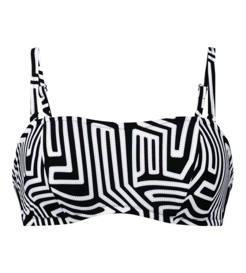 Haut de maillot de bain brassière imprimé géométrique Noir