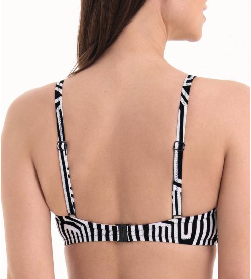 Haut de maillot de bain brassière imprimé géométrique Noir