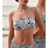 Haut de maillot de bain brassière imprimé géométrique Noir