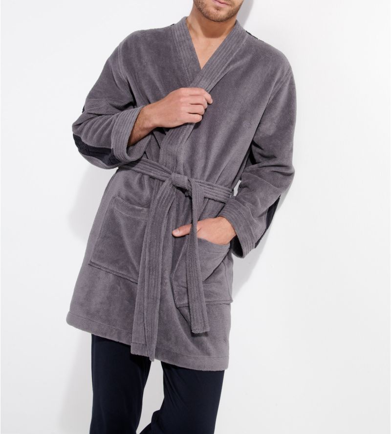 Preston gray cotton sponge bathrobe