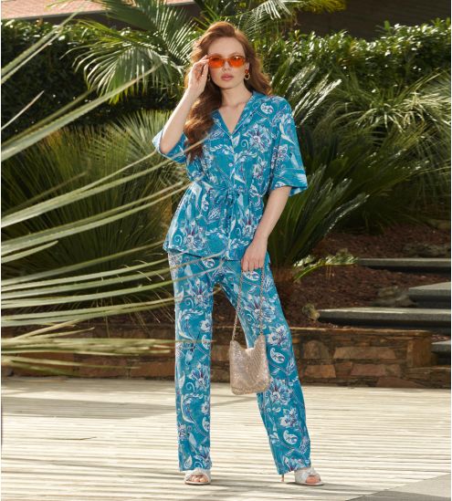 Pyjama à manches longues Femme Bleu Ciel