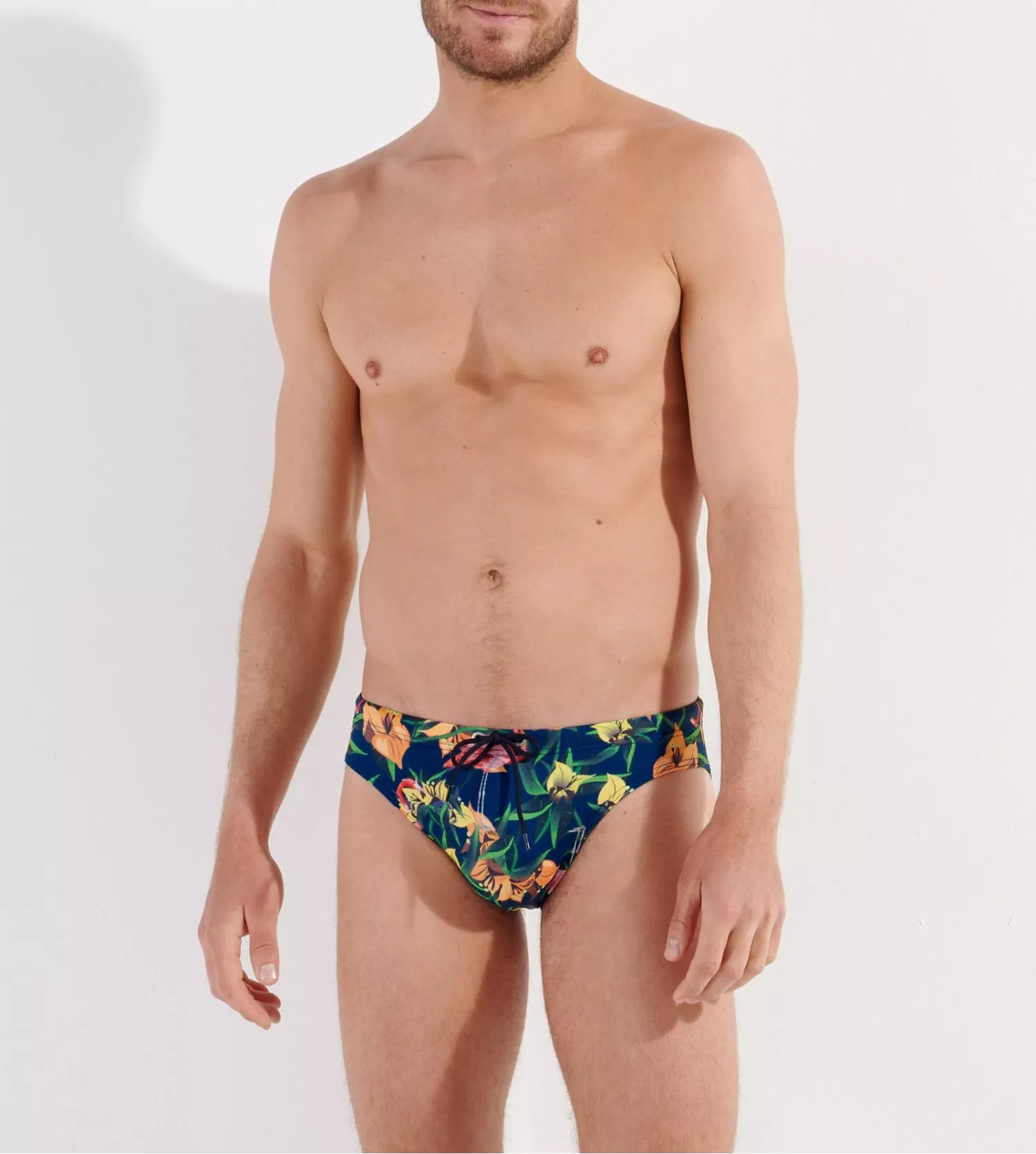 Short De Bain Homme Flamingo – Imprimé Tropical Rose Et Marine, Taille L