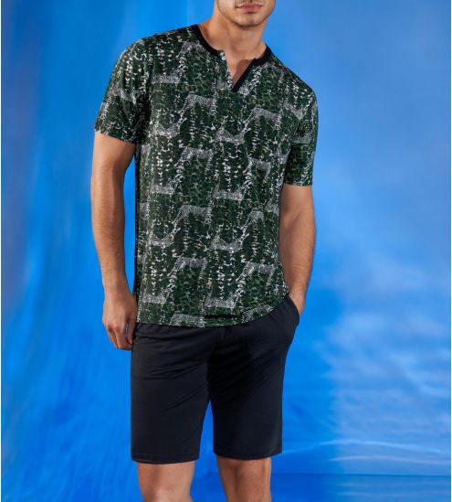 Pyjama court homme Vert/Noir