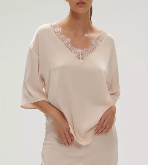 Top manches 3/4 Satin Secrets Rose Sakura