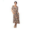 Robe longue à manches courtes imprimé Jungle Noir/Marron