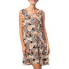 Robe courte sans manches imprimé Jungle Noir/Marron