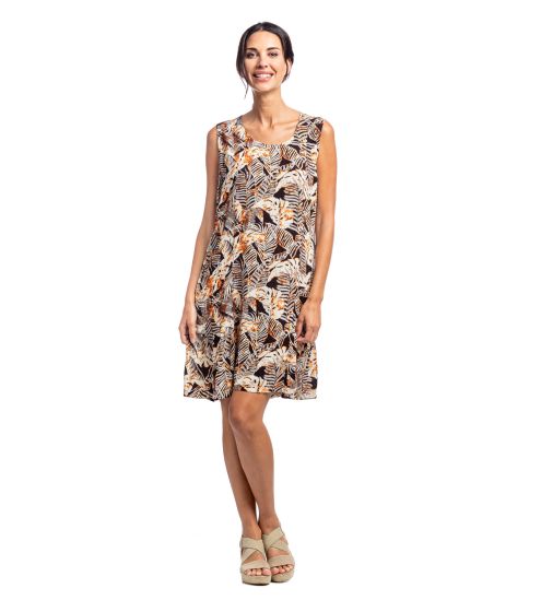 Robe courte sans manches imprimé Jungle Noir/Marron