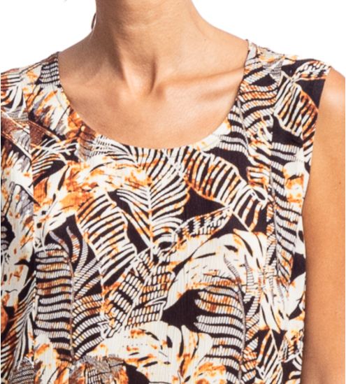 Robe courte sans manches imprimé Jungle Noir/Marron