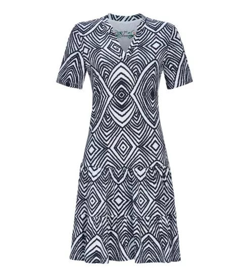 Robe à manches courtes imprimé Géométrique Dark Navy