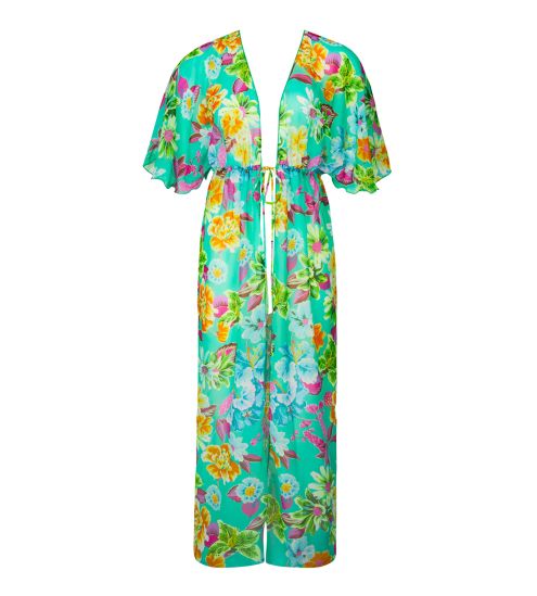 Kimono long ouvert La Feminissima Vert Emeraude