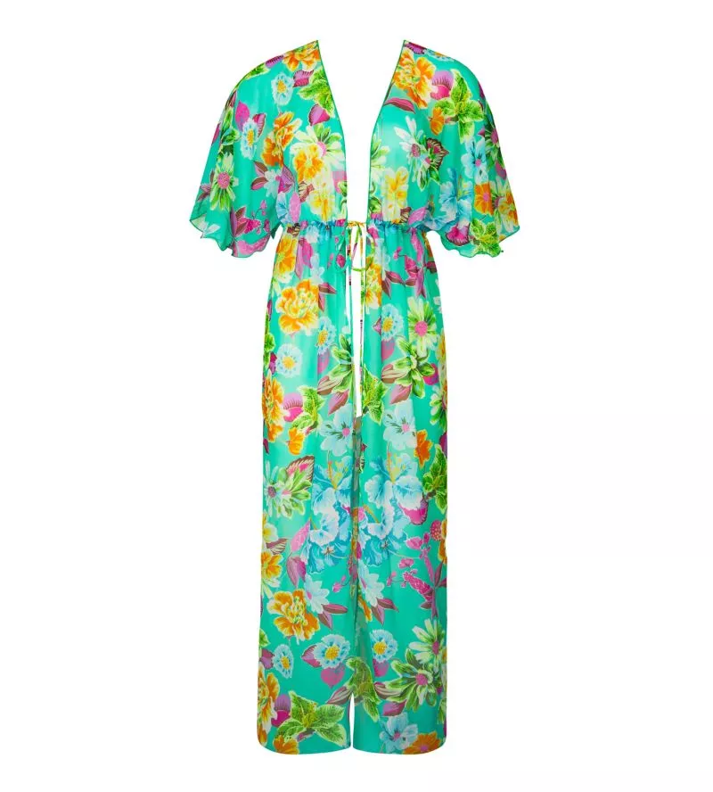 Kimono long ouvert La Feminissima Vert Emeraude