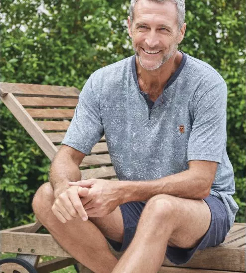 Pyjama court pour homme Gris