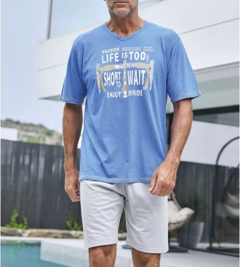 Short pajamas for blue man