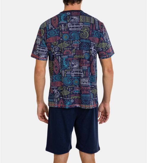 Pyjama court pour homme Bleu